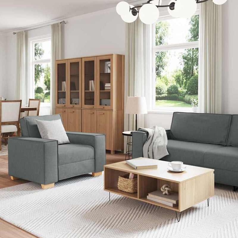 vidaXL Kanapé Szett párnával 3 pcs Szürke 220 x 78 x 84 cm szövet
