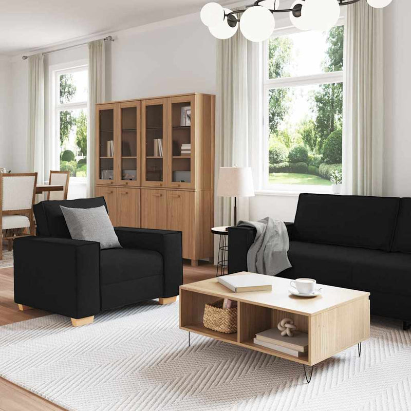 vidaXL Kanapé Szett párnával 3 pcs Fekete 220 x 78 x 84 cm szövet