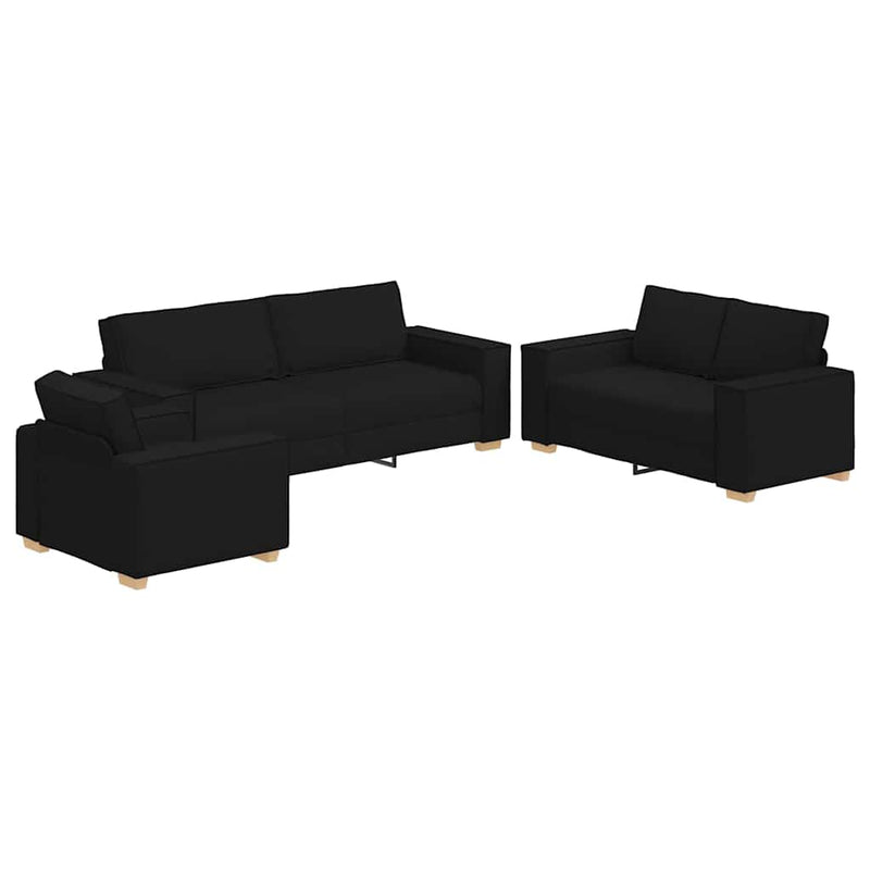 vidaXL Kanapé Szett párnával 3 pcs Fekete 220 x 78 x 84 cm szövet
