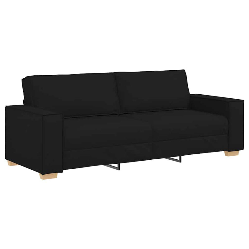 vidaXL Kanapé Szett párnával 3 pcs Fekete 220 x 78 x 84 cm szövet