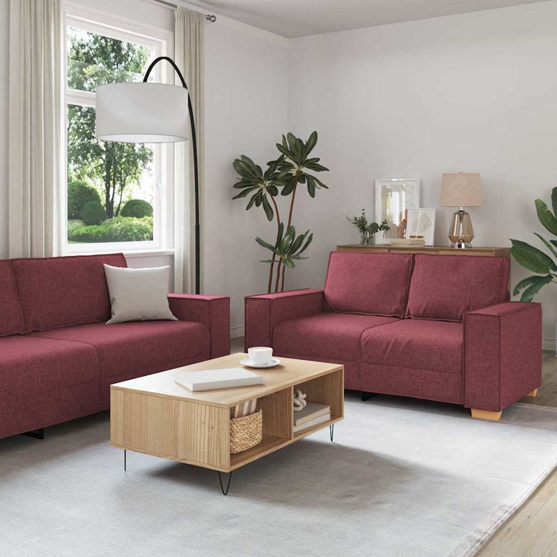 vidaXL Kanapé Szett párnával 3 pcs Bordó 220 x 78 x 84 cm szövet