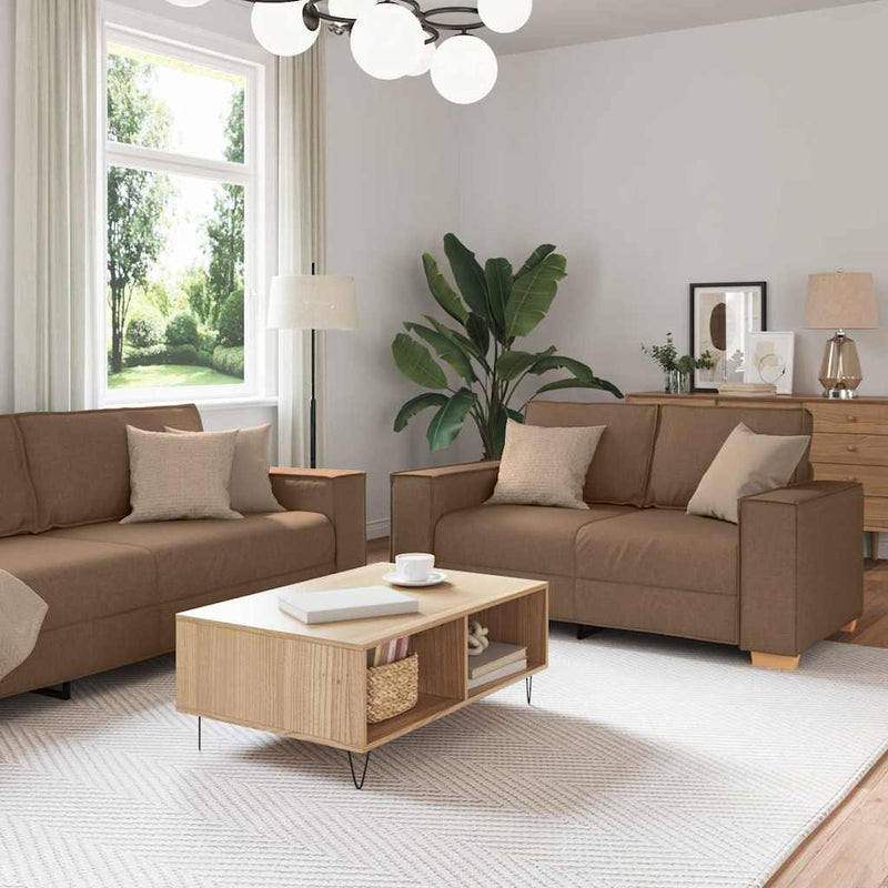 vidaXL Kanapé Szett párnával 3 pcs Barna 220 x 78 x 84 cm szövet