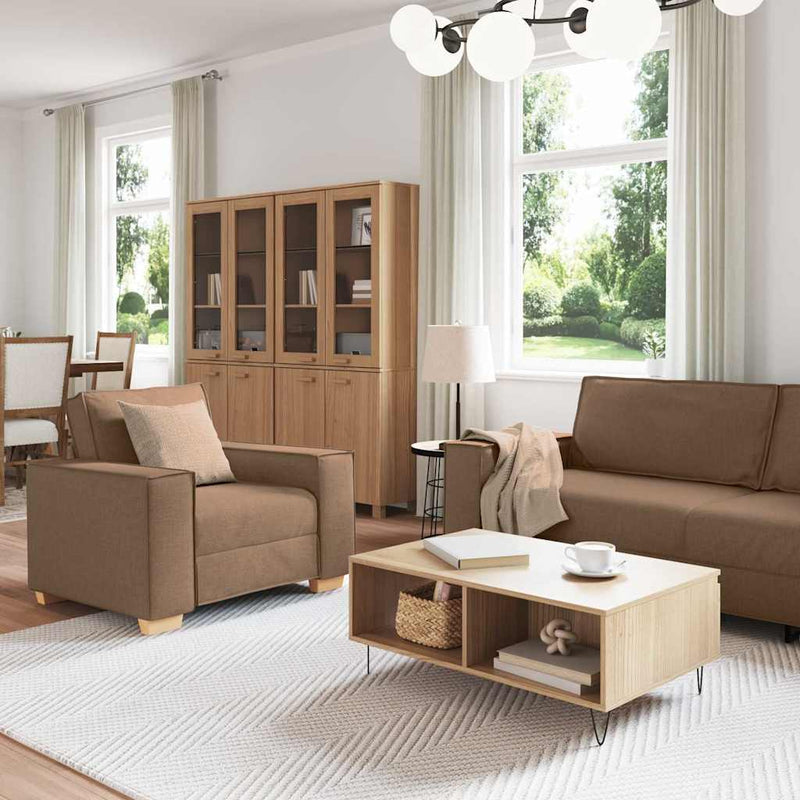 vidaXL Kanapé Szett párnával 3 pcs Barna 220 x 78 x 84 cm szövet