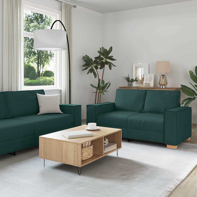 vidaXL Kanapé Szett párnával 3 pcs Sötétzöld 220 x 78 x 84 cm szövet