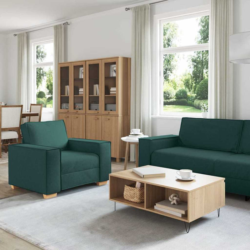 vidaXL Kanapé Szett párnával 3 pcs Sötétzöld 220 x 78 x 84 cm szövet