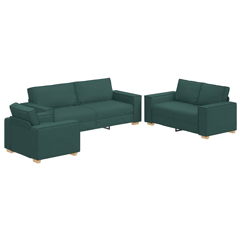vidaXL Kanapé Szett párnával 3 pcs Sötétzöld 220 x 78 x 84 cm szövet