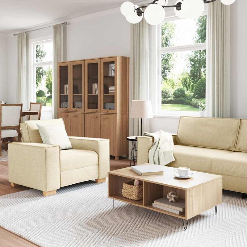 vidaXL Kanapé Szett párnával 3 pcs Krém 220 x 78 x 84 cm szövet