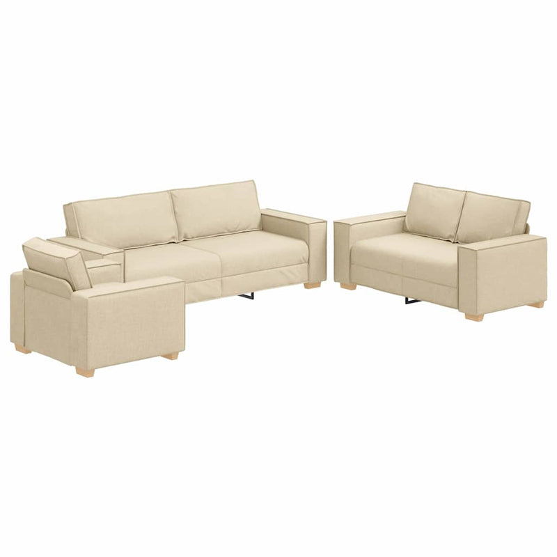 vidaXL Kanapé Szett párnával 3 pcs Krém 220 x 78 x 84 cm szövet