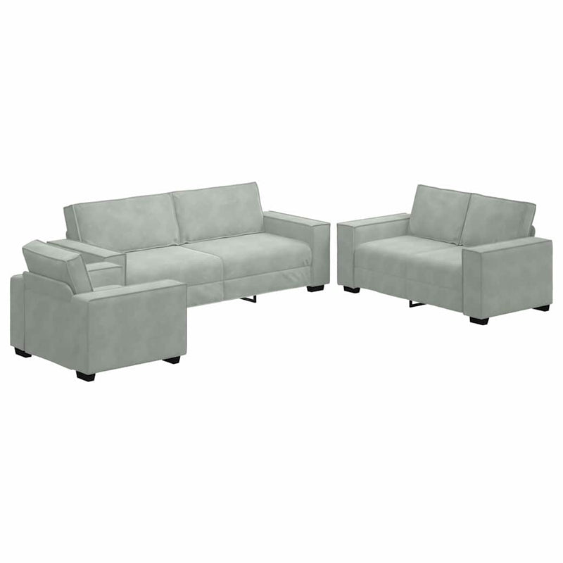 vidaXL Kanapé Szett párnával 3 pcs Szürke 220 x 78 x 84 cm Bársony