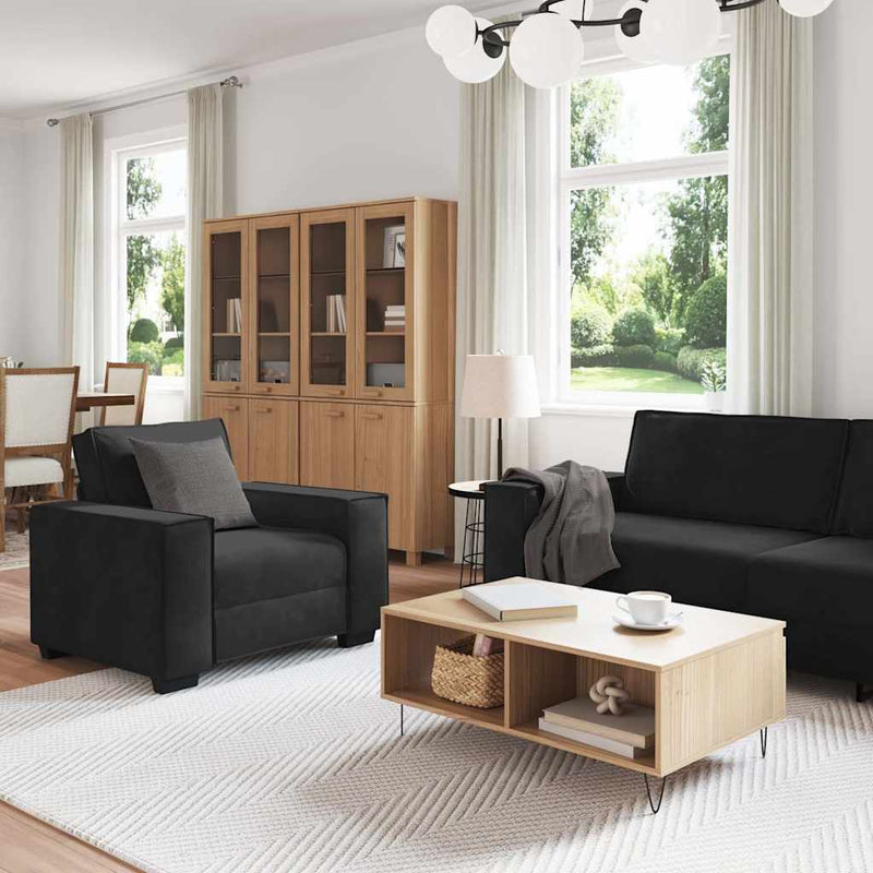 vidaXL 3 részes fekete bársony ülőgarnitúra párnákkal