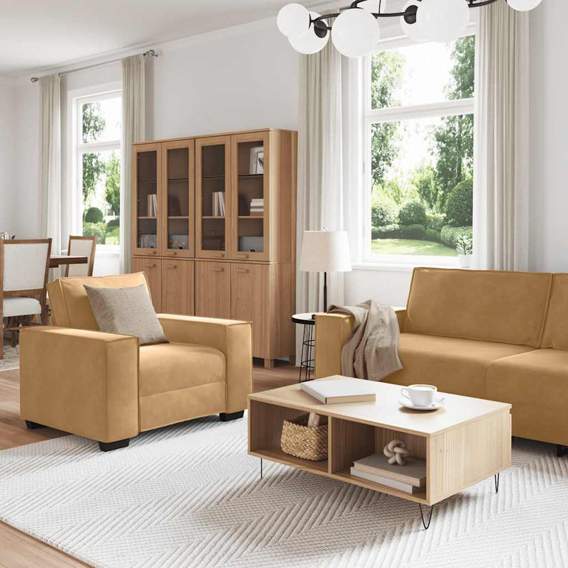 vidaXL 3 részes barna bársony ülőgarnitúra párnákkal