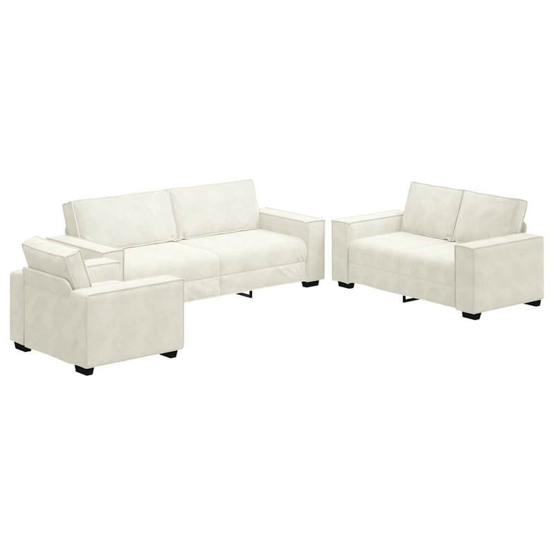 vidaXL 3 részes krém bársony ülőgarnitúra párnákkal