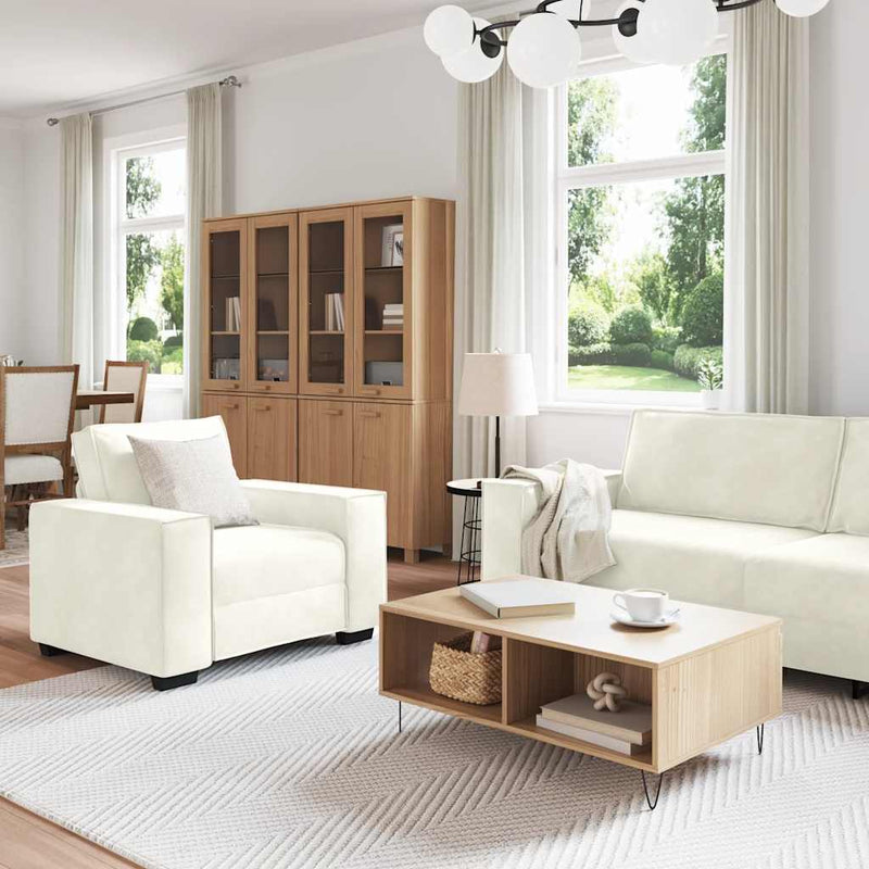 vidaXL 3 részes krém bársony ülőgarnitúra párnákkal