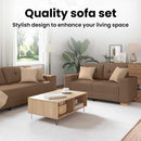 vidaXL Kanapé 3 pcs Barna 221 x 80 x 80 cm Lábbal kevert anyag