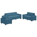 vidaXL Kanapé Szett 3 pcs Kék 221 x 80 x 80 cm Bársony