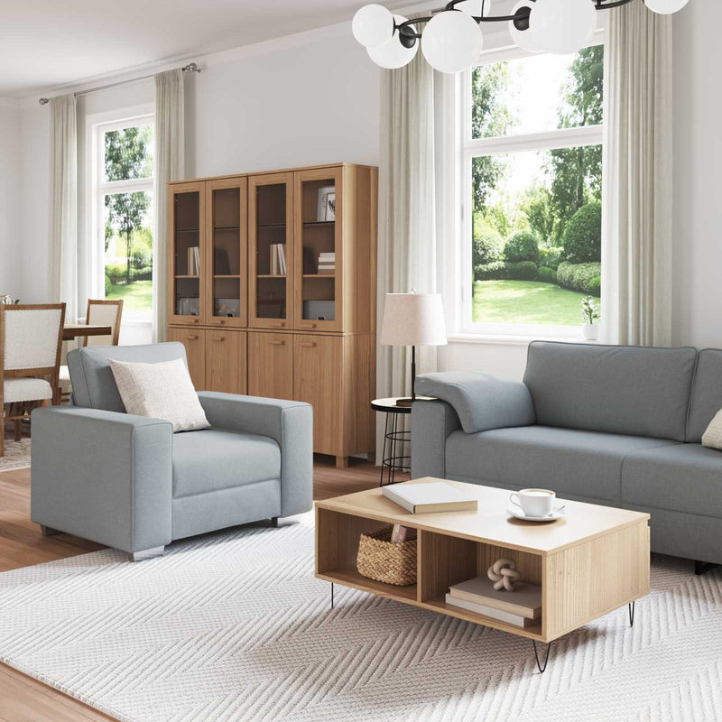 vidaXL Kanapé 3 pcs Világosszürke Lábbal kevert anyag