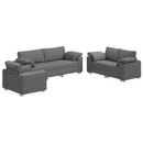 vidaXL Kanapé 3 pcs Sötétszürke 219 x 80 x 82 cm Lábbal kevert anyag