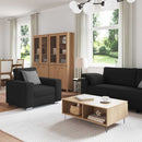 vidaXL Kanapé 3 pcs Fekete 219 x 80 x 82 cm Lábbal kevert anyag