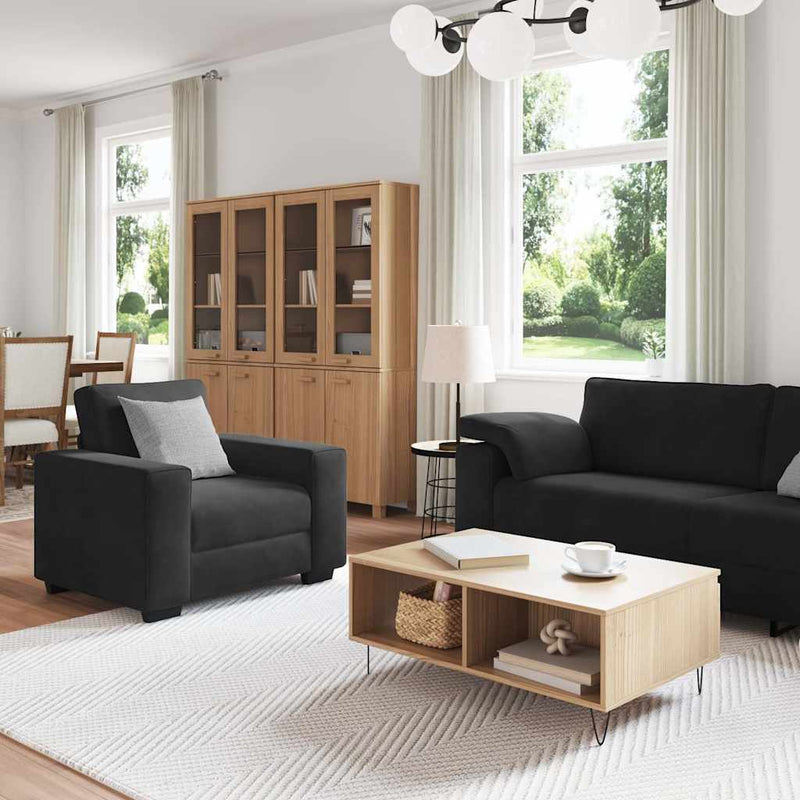 vidaXL 3 részes fekete bársony ülőgarnitúra párnákkal