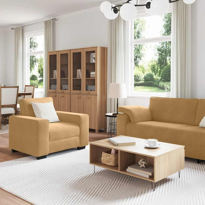 vidaXL 3 részes barna bársony ülőgarnitúra párnákkal