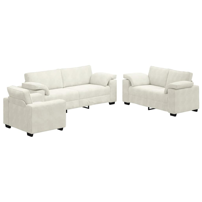 vidaXL 3 részes krém bársony ülőgarnitúra párnákkal