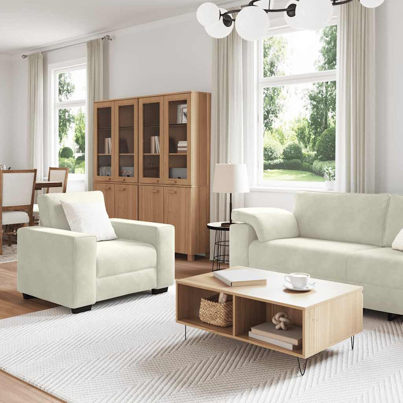 vidaXL 3 részes krém bársony ülőgarnitúra párnákkal