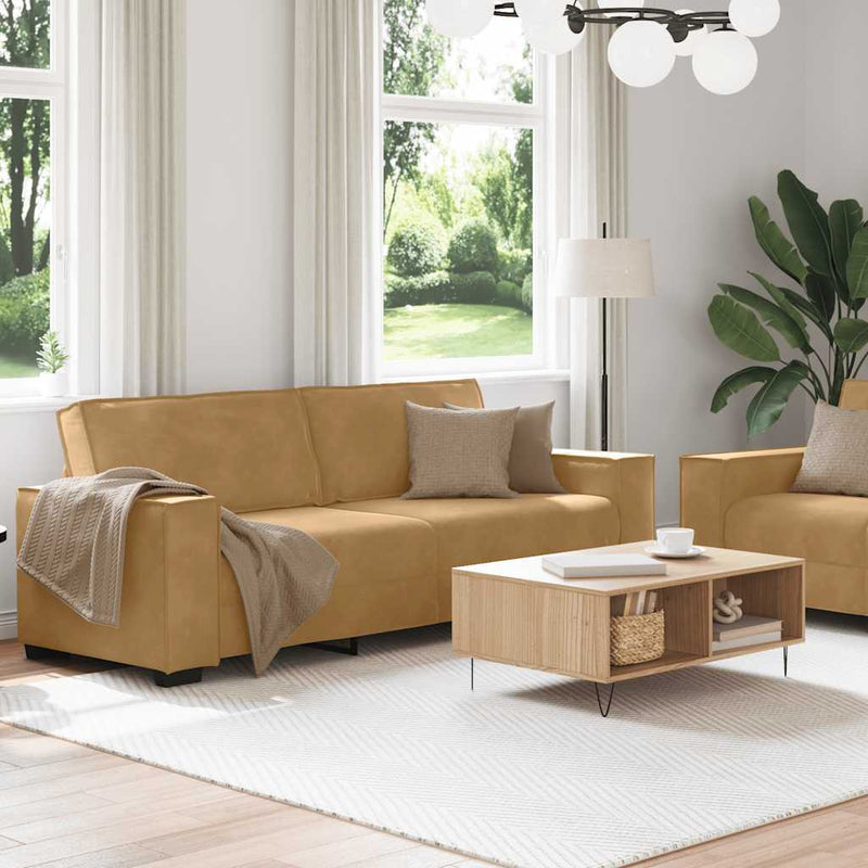 vidaXL 2 részes barna bársony ülőgarnitúra párnákkal