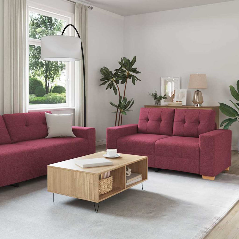 vidaXL Kanapé Szett párnával 2 pcs Bordó 221 x 78 x 80 cm Szövet