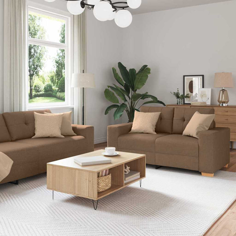 vidaXL Kanapé Szett párnával 2 pcs Barna 221 x 78 x 80 cm Szövet