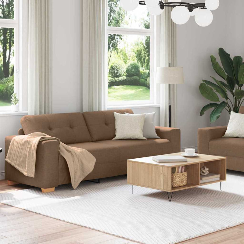 vidaXL Kanapé Szett párnával 2 pcs Barna 221 x 78 x 80 cm Szövet