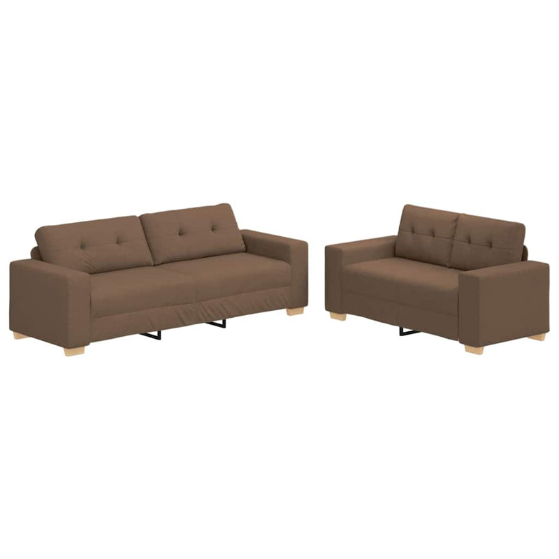 vidaXL Kanapé Szett párnával 2 pcs Barna 221 x 78 x 80 cm Szövet