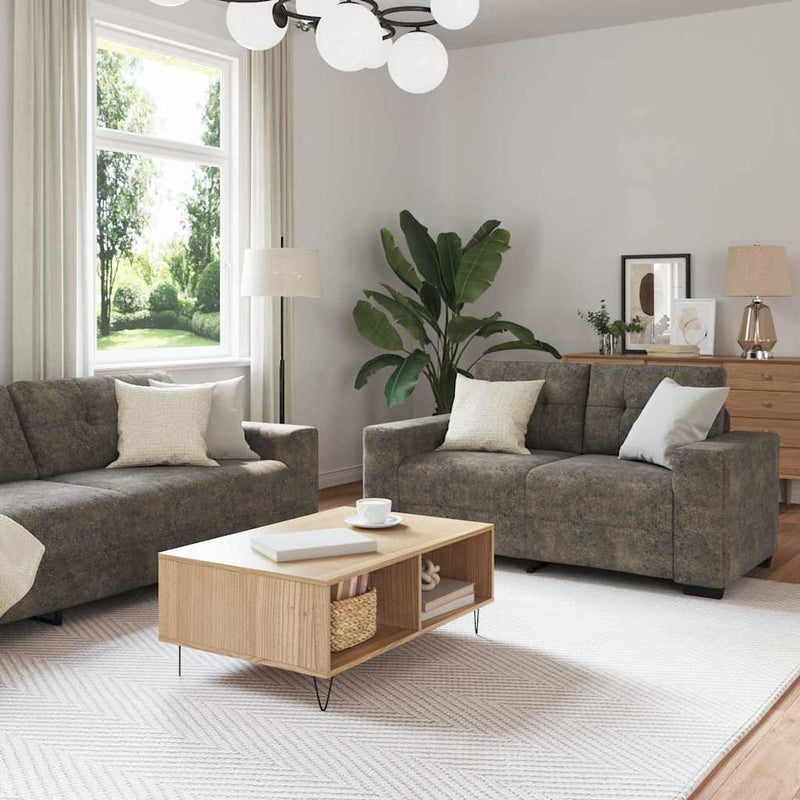 vidaXL Kanapé 2 pcs Sötétszürke 221 x 78 x 80 cm Műbőr
