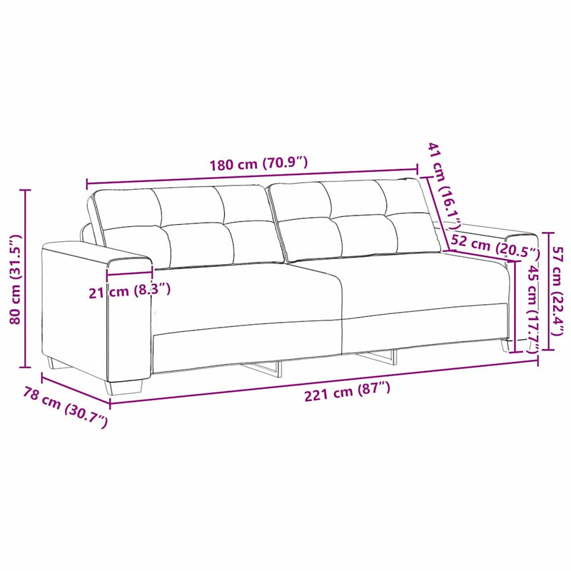 vidaXL Kanapé 2 pcs Sötétszürke 221 x 78 x 80 cm Műbőr
