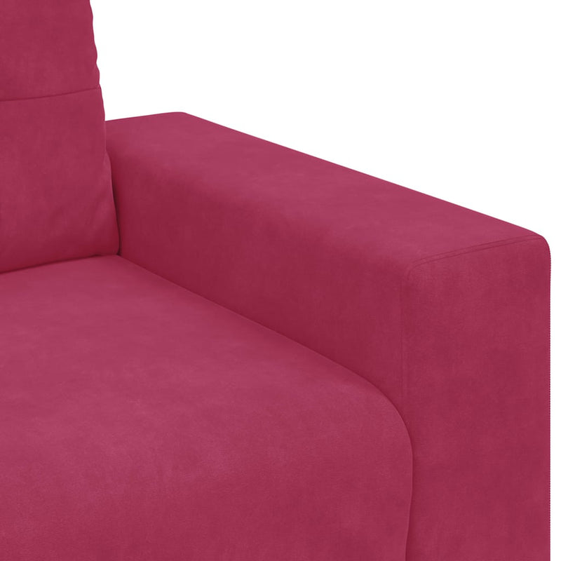 vidaXL Kanapé Szett 2 pcs bordó 221 x 78 x 80 cm Bársony