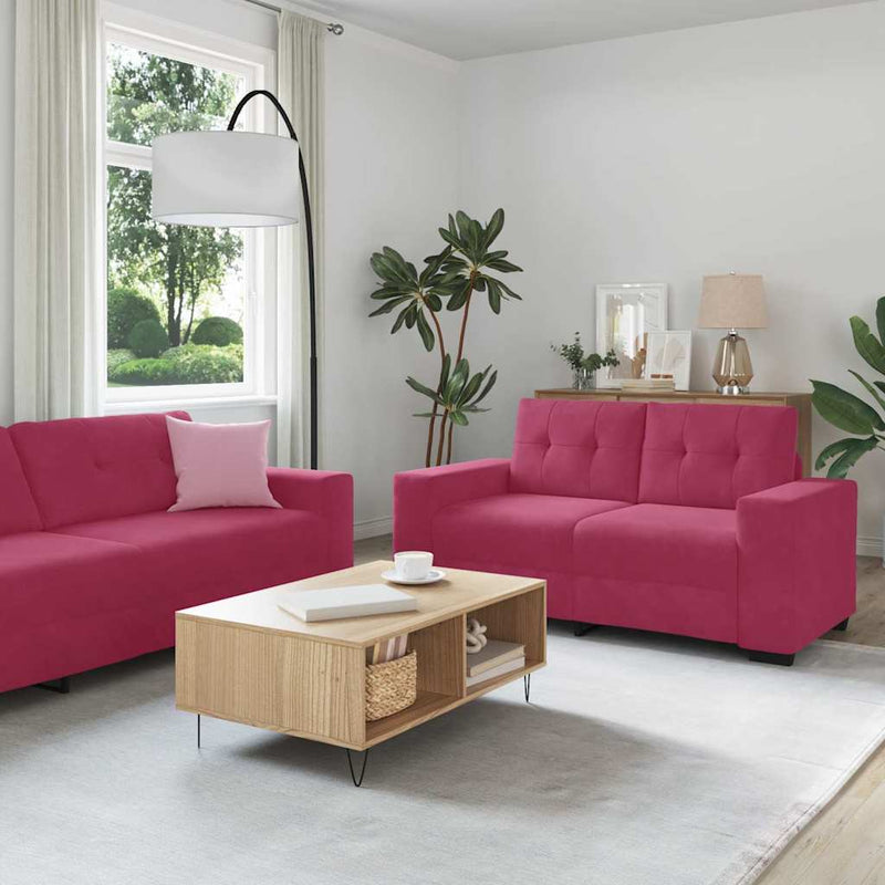 vidaXL Kanapé Szett 2 pcs bordó 221 x 78 x 80 cm Bársony