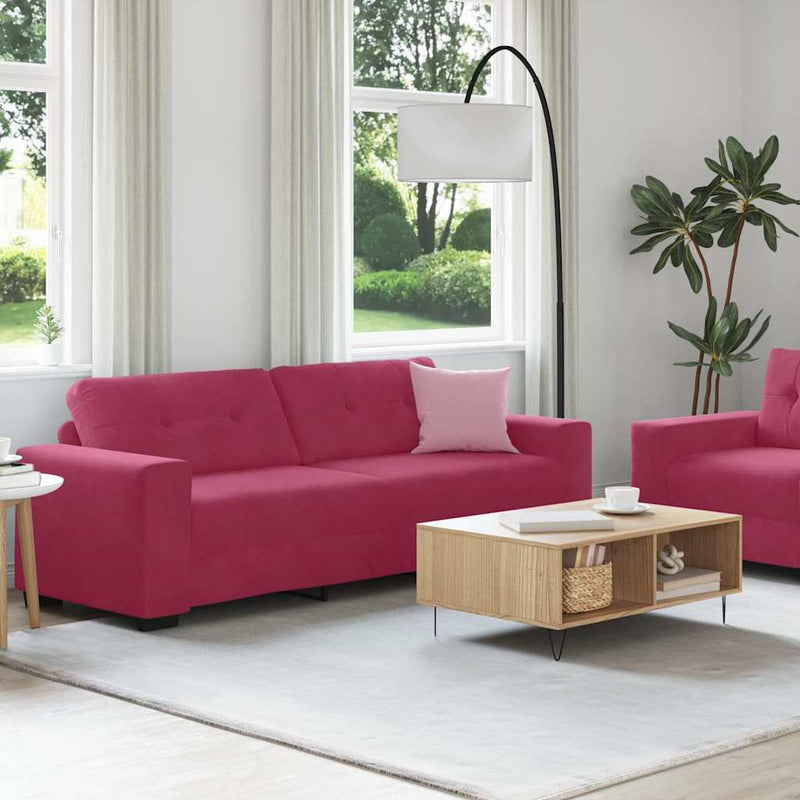 vidaXL Kanapé Szett 2 pcs bordó 221 x 78 x 80 cm Bársony