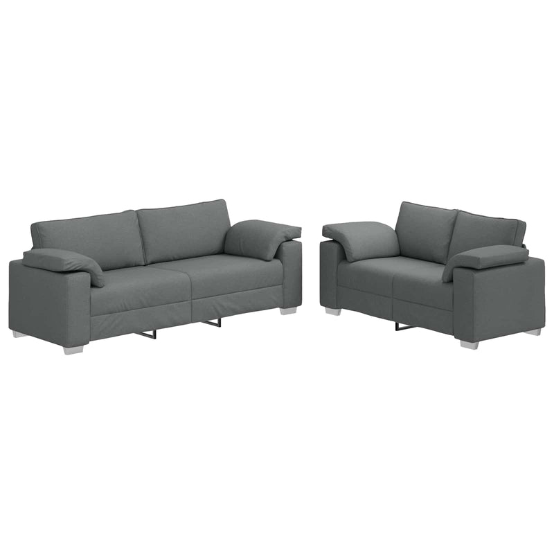 vidaXL Kanapé Szett 2 pcs Sötétszürke 219 x 77 x 82 cm szövet