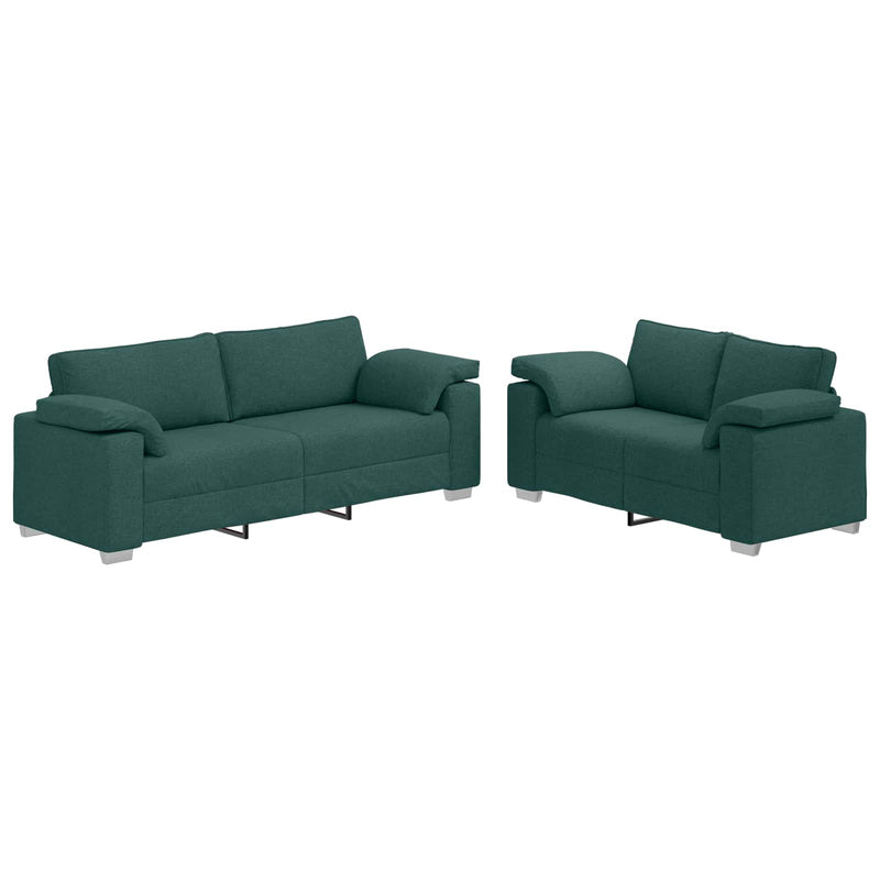 vidaXL Kanapé Szett 2 pcs Sötétzöld 219 x 77 x 82 cm szövet