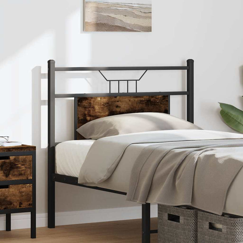 vidaXL füstös tölgy színű szerelt fa és acél fejtámla 75 cm