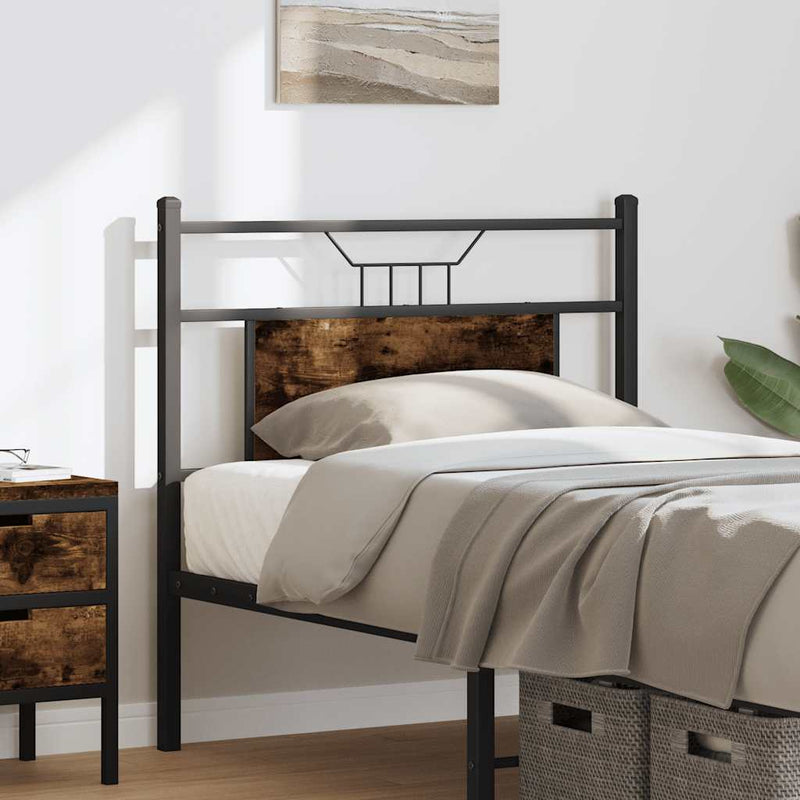 vidaXL füstös tölgy színű szerelt fa és acél fejtámla 90 cm
