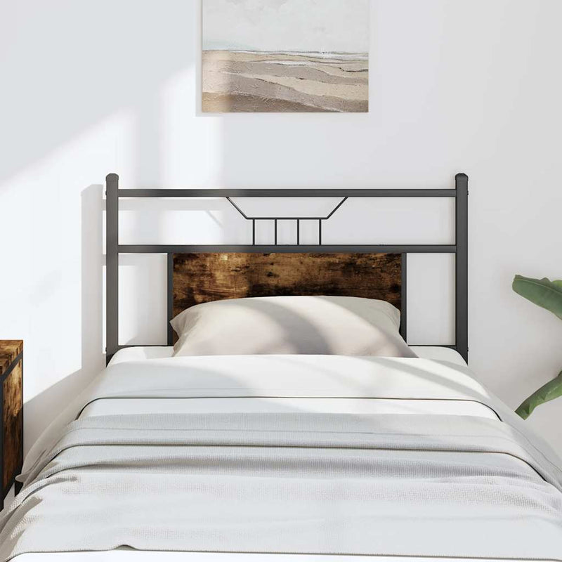 vidaXL füstös tölgy színű szerelt fa és acél fejtámla 90 cm