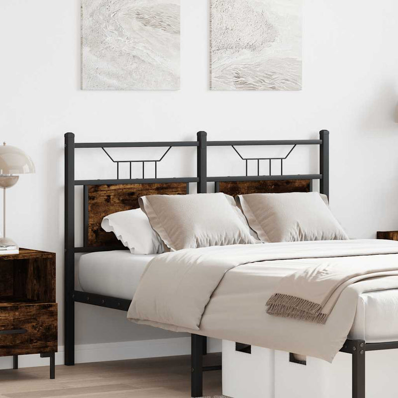 vidaXL füstös tölgy színű szerelt fa és acél fejtámla 120 cm