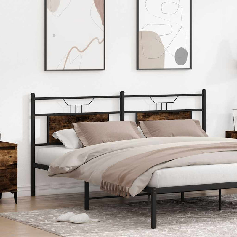 vidaXL füstös tölgy színű szerelt fa és acél fejtámla 160 cm