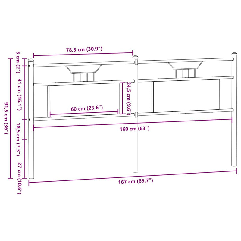 vidaXL füstös tölgy színű szerelt fa és acél fejtámla 160 cm