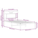 vidaXL sonoma tölgy színű szerelt fa ágykeret matrac nélkül 75x190 cm
