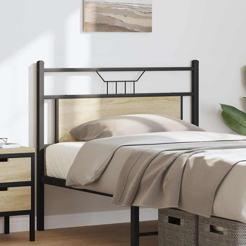 vidaXL sonoma tölgy színű szerelt fa és acél fejtámla 107 cm