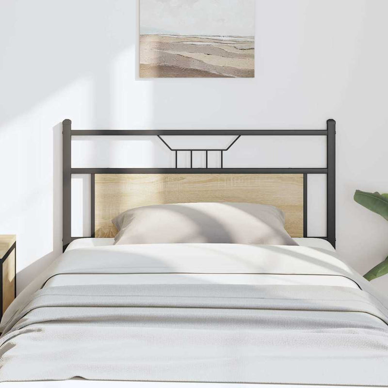 vidaXL sonoma tölgy színű szerelt fa és acél fejtámla 107 cm