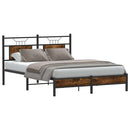 vidaXL füstös tölgy színű szerelt fa ágykeret matrac nélkül 137x190 cm