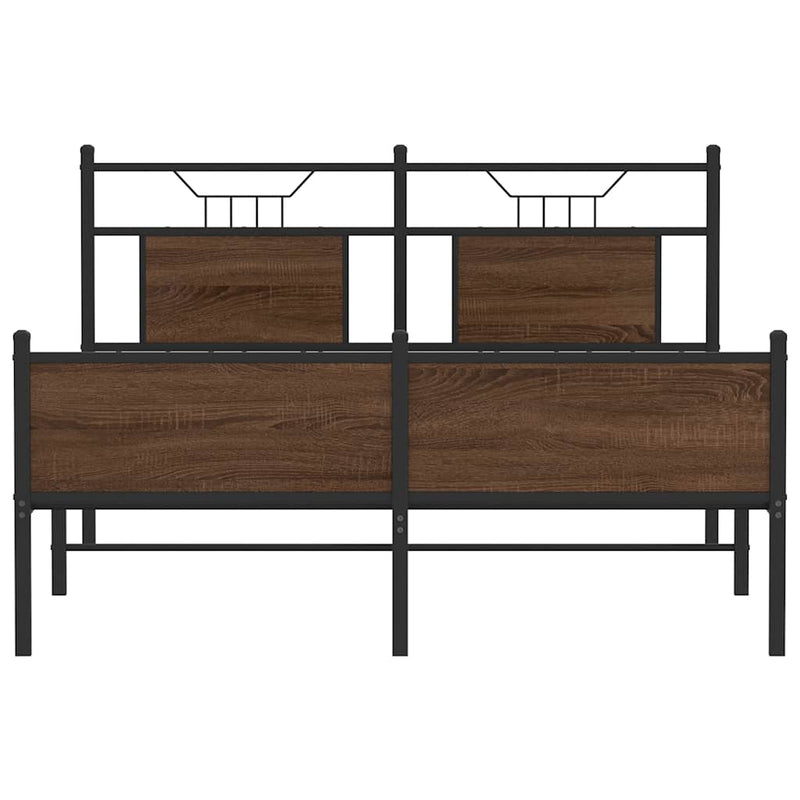 vidaXL barna tölgy színű szerelt fa ágykeret matrac nélkül 137x190 cm