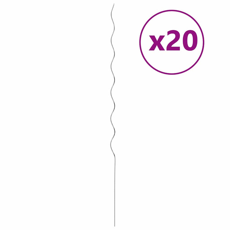 vidaXL Spirál növénytámaszok 20 pcs Ezüst 150 cm Horganyzott acél